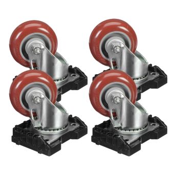 Kit de mobilité pour caisses Peli Cube - Ensemble de roulettes en acier pour les caisses Cube 0350 et 0370